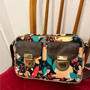 FOSSIL Multi-color Florals Canvas w. Leather Trims